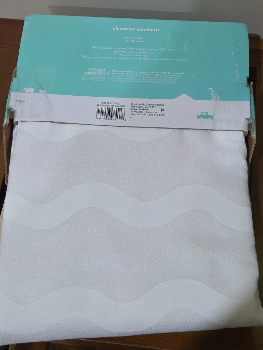Pillowfort White Textured Wave Shower Curtain Size 72